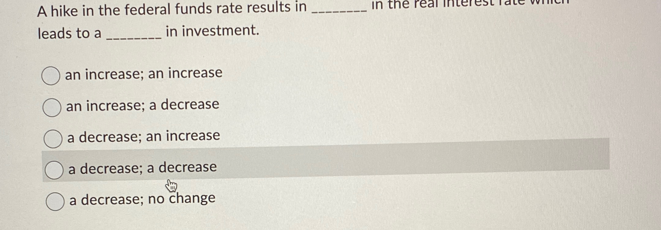 Solved A hike in the federal funds rate results in ﻿leads | Chegg.com