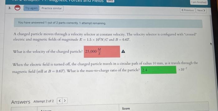 Solved A Charged Particle Moves Through A Velocity Selector | Chegg.com