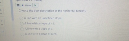 the slope of a horizontal line is called