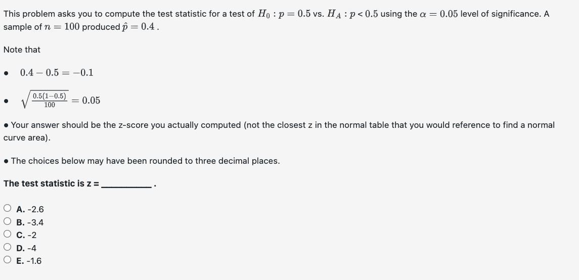 Solved This problem asks you to compute the test statistic | Chegg.com