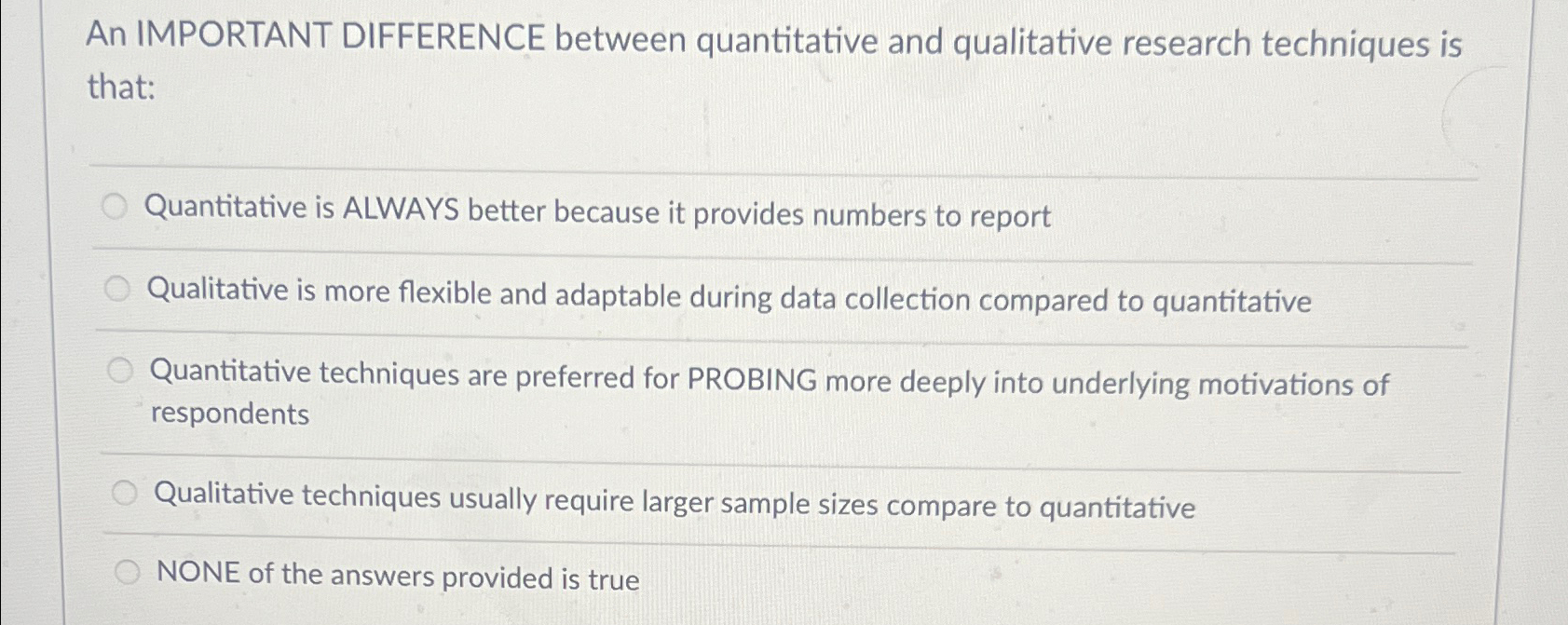 Solved An IMPORTANT DIFFERENCE Between Quantitative And | Chegg.com