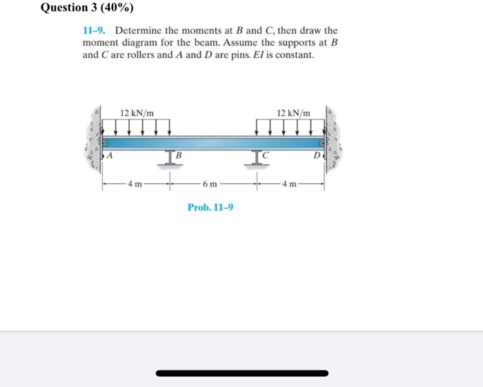 Solved Question 3 (40%) 11-9. Determine The Moments At B And | Chegg.com