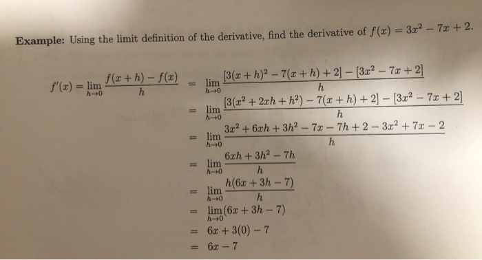 Solved Example 3 Using The Limit Definition Of The 1213