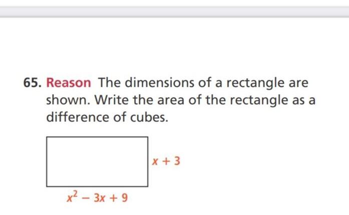 Solved 65. Reason The dimensions of a rectangle are shown. | Chegg.com