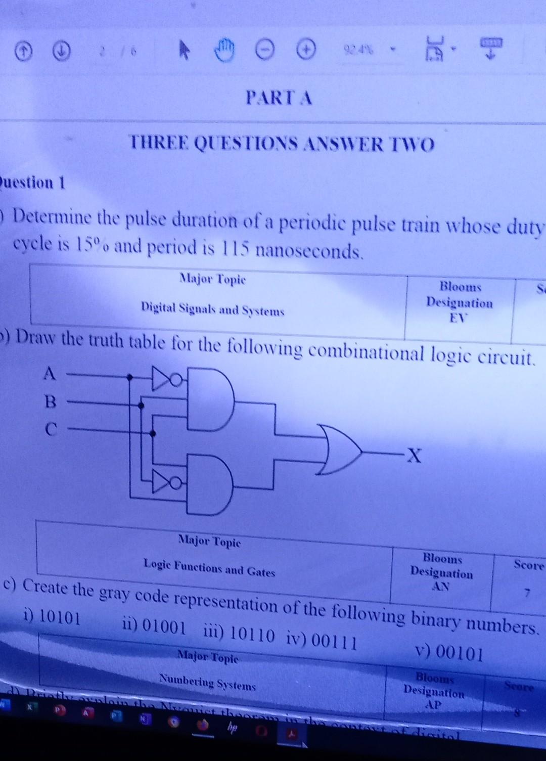 Solved PARTA THREE QUESTIONS ANSWER TWO Puestion 1 Determine | Chegg.com