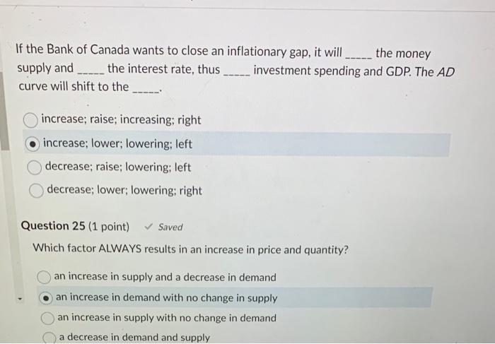 Solved If The Bank Of Canada Wants To Close An Inflationary | Chegg.com