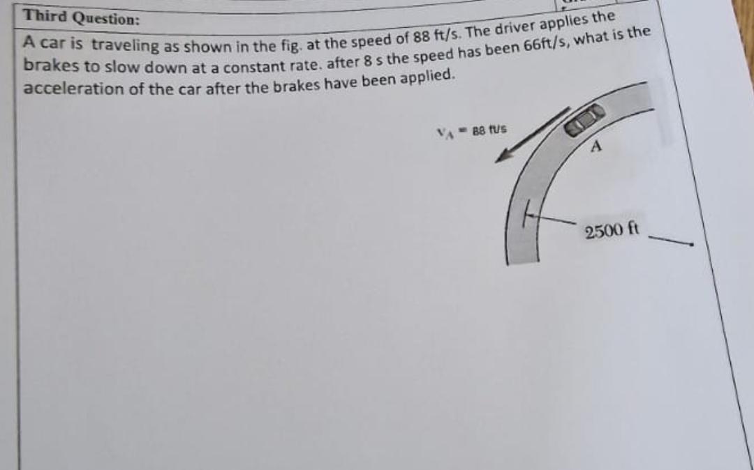 Solved Third Question:A Car Is Traveling As Shown In The | Chegg.com