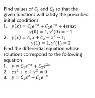 Solved Find values of CZ and Cy so that the given functions | Chegg.com