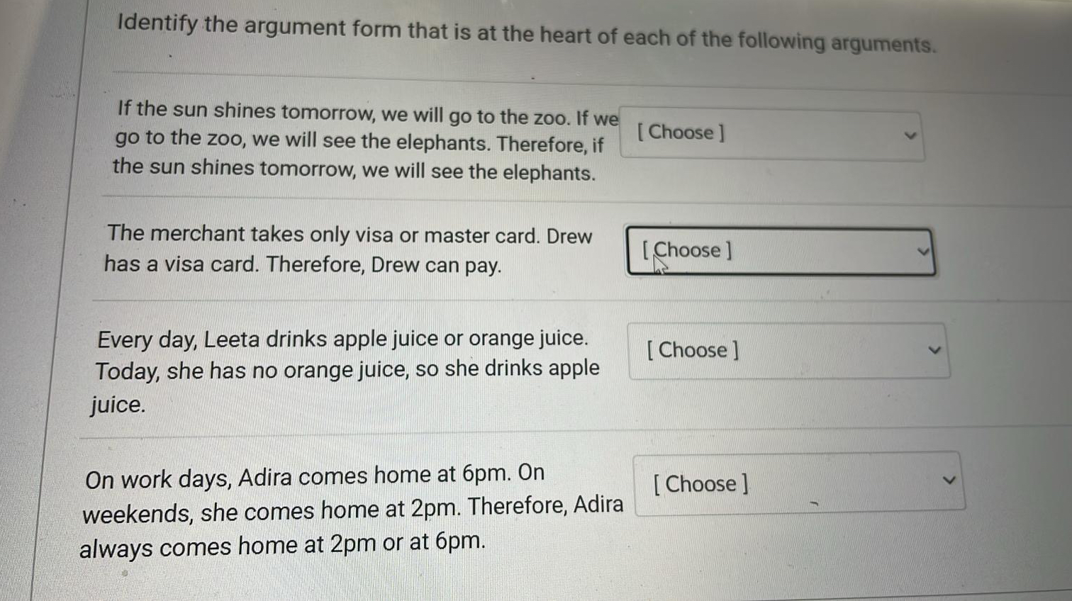 Solved Identify the argument form that is at the heart of Chegg