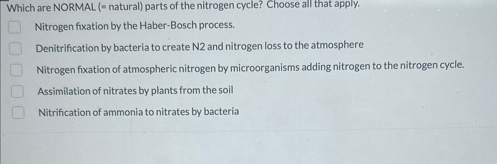 Solved Which are NORMAL (= ﻿natural) ﻿parts of the nitrogen | Chegg.com