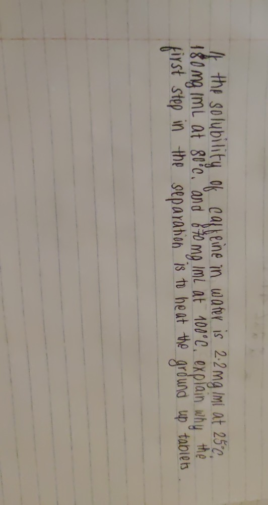Solved If the solubility of caffeine in water is 2.2 mg Imi