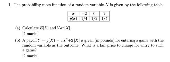 Solved 1. The probability mass function of a random variable | Chegg.com