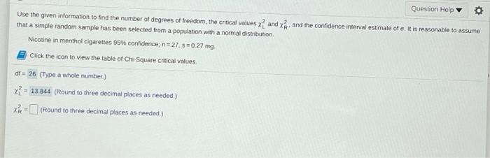 Solved Question Help Use the given information to find the | Chegg.com