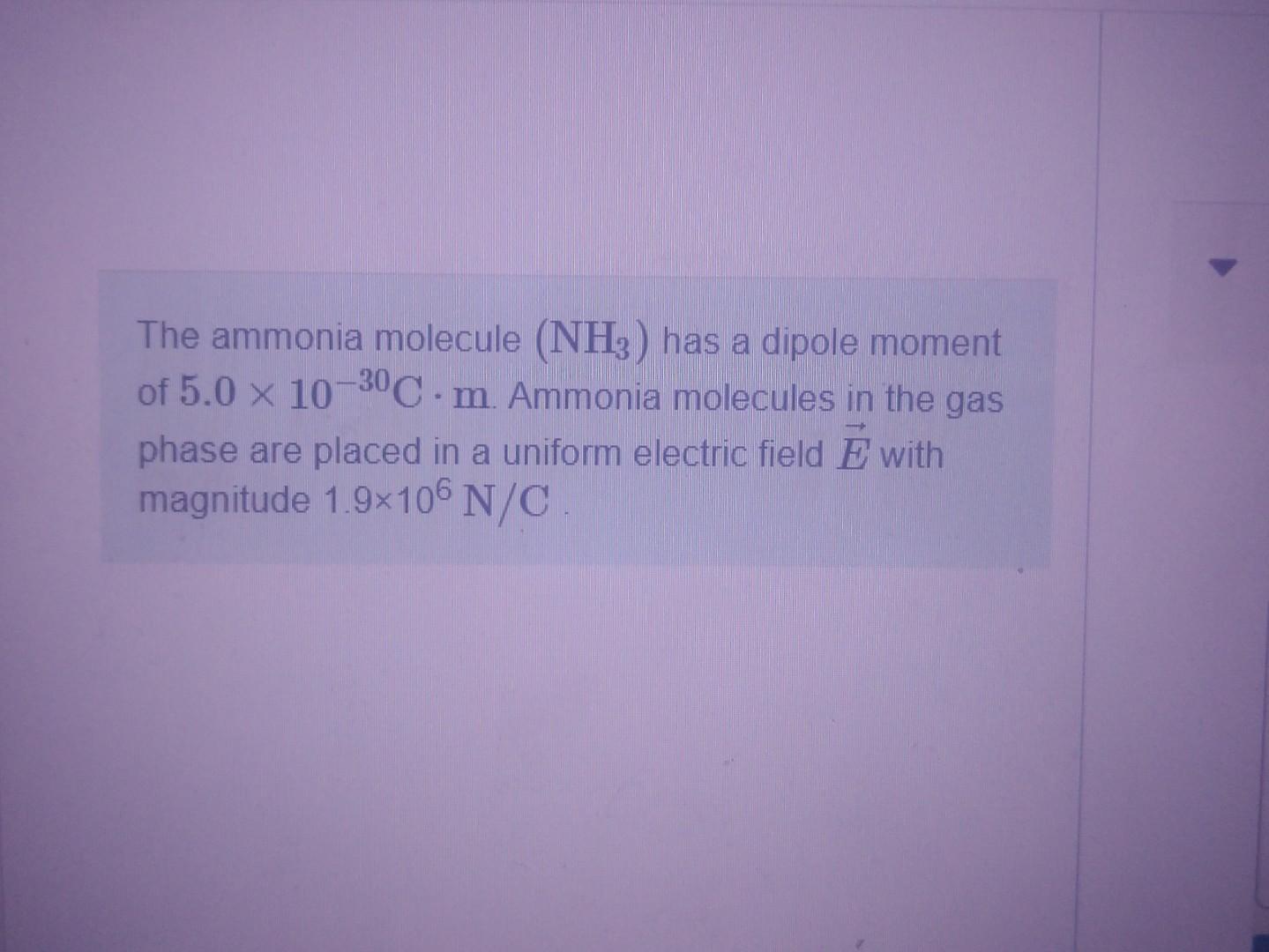 Solved The ammonia molecule (NH3) has a dipole moment of