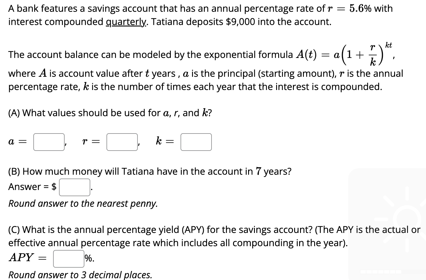 Solved (C) ﻿What Is The Annual Percentage Yield (APY) ﻿for | Chegg.com