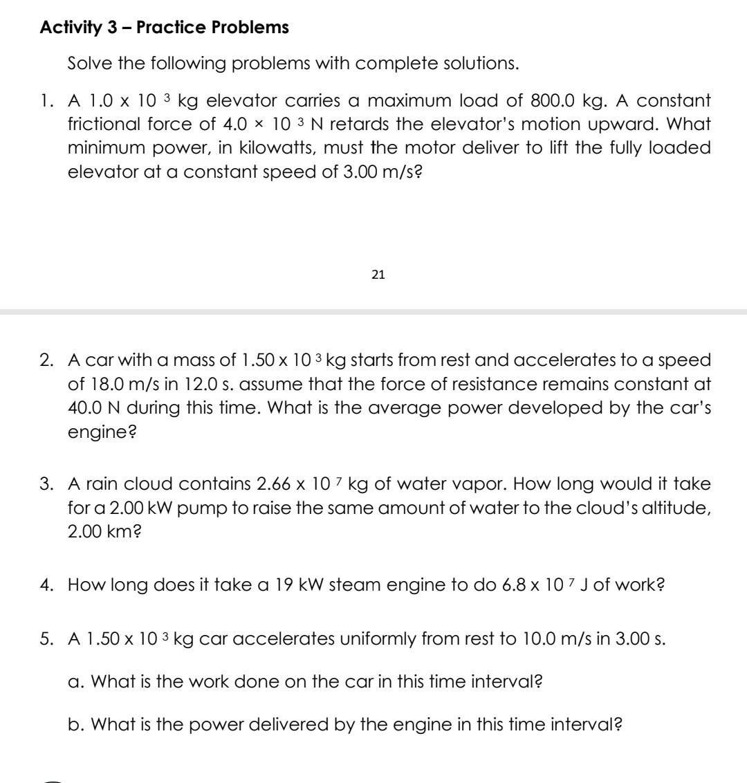 Solved Activity 3 – Practice Problems Solve the following | Chegg.com