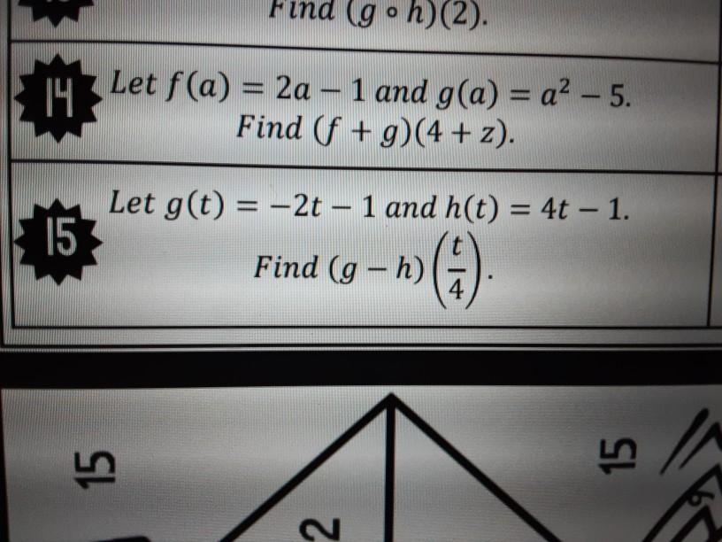 Solved Find Gº Gºh 2 14 Let F A 2a 1 And G A A Chegg Com