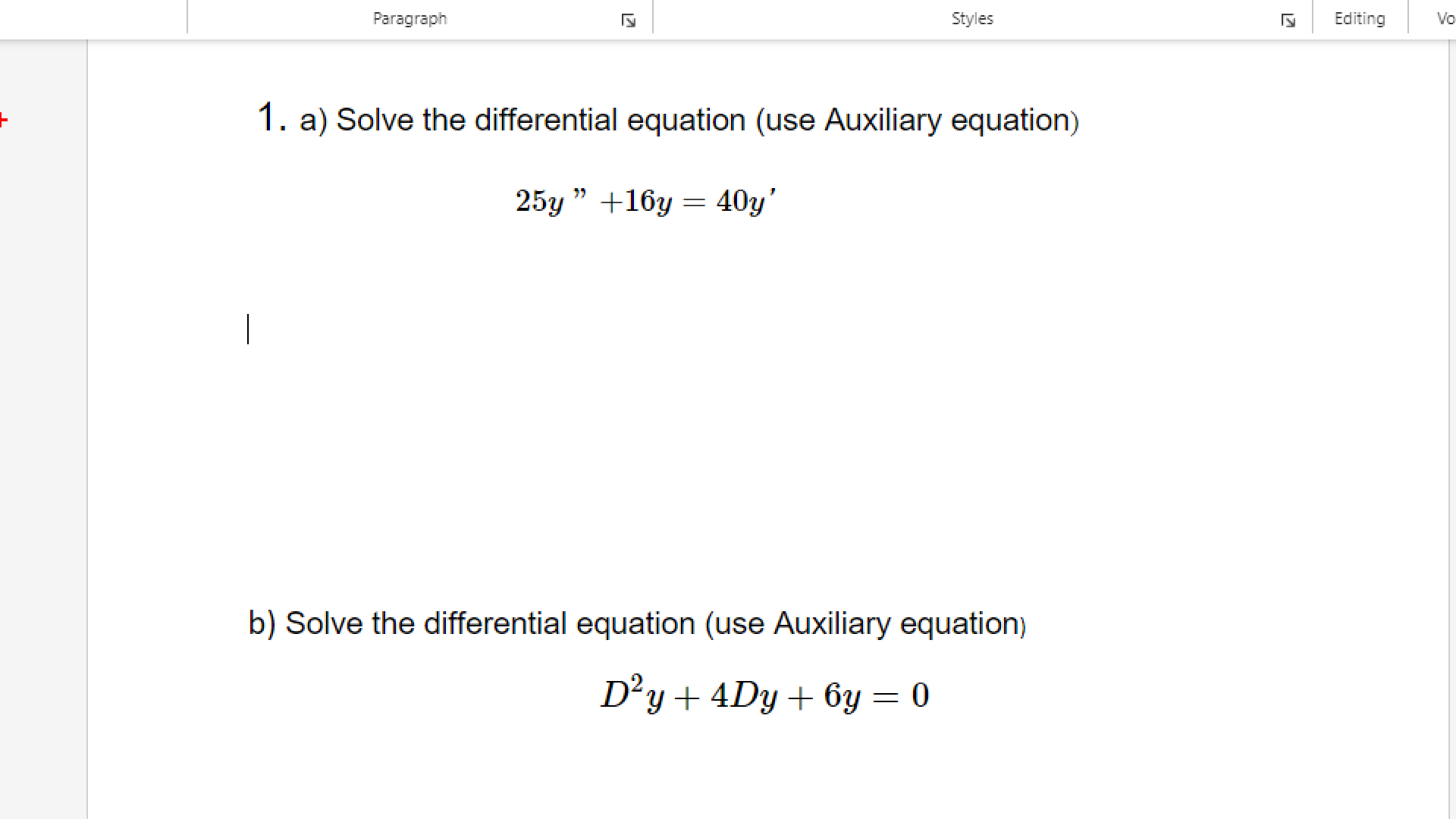 Solved a) ﻿Solve the differential equation (use Auxiliary | Chegg.com