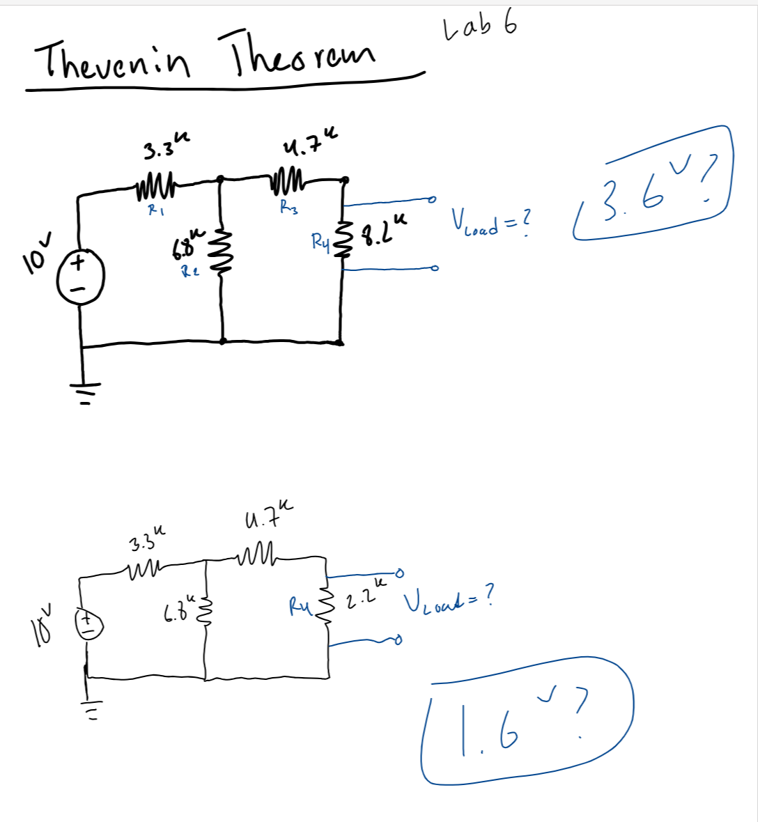 Solved Thevenin Theorem (Lab 6)Hello, I'm ﻿using Thevinin | Chegg.com