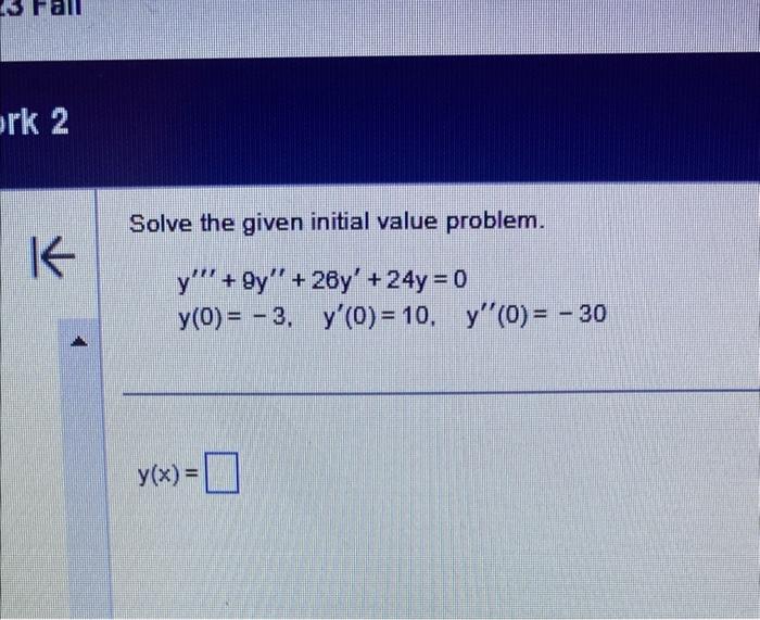 Solved Solve the given initial value problem. | Chegg.com