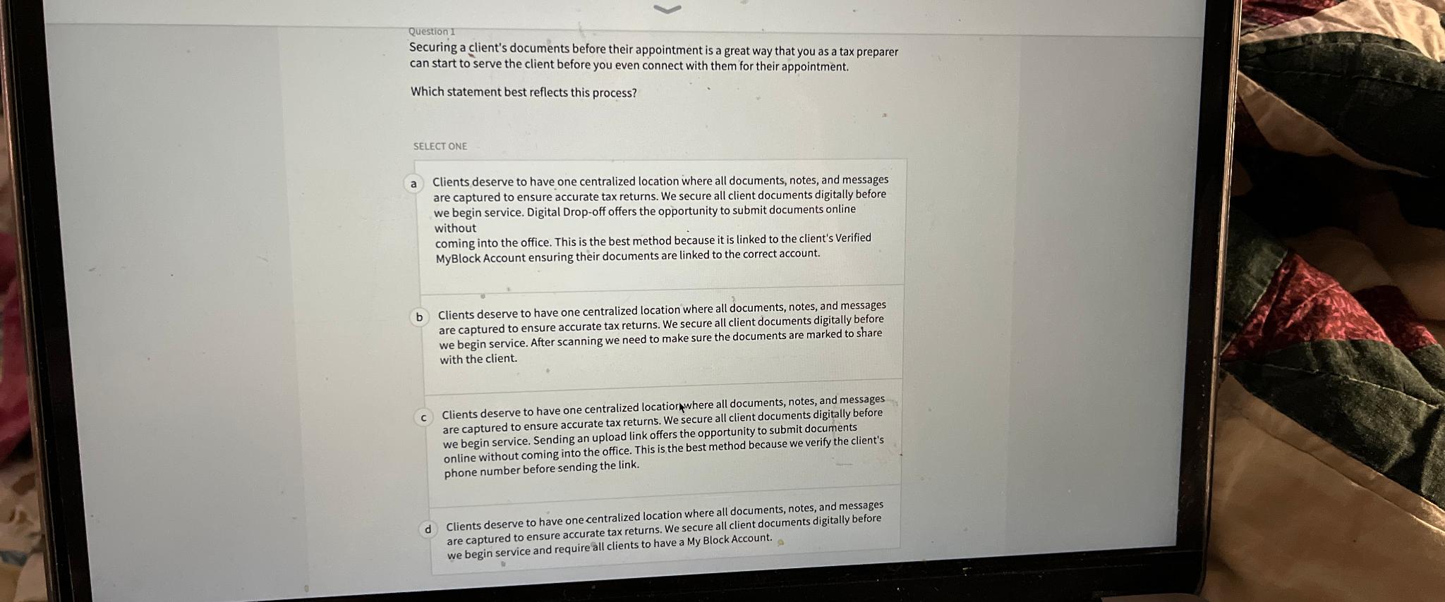 Solved Question 1Securing a client's documents before their