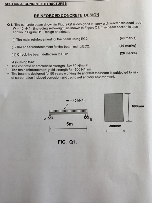 Solved SECTION A: CONCRETE STRUCTURES REINFORCED CONCRETE | Chegg.com