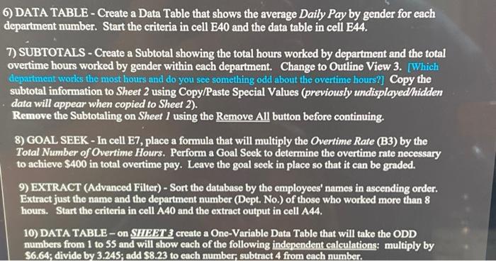 Solved ๑) DATA TABLE - Create a Data Table that shows the | Chegg.com