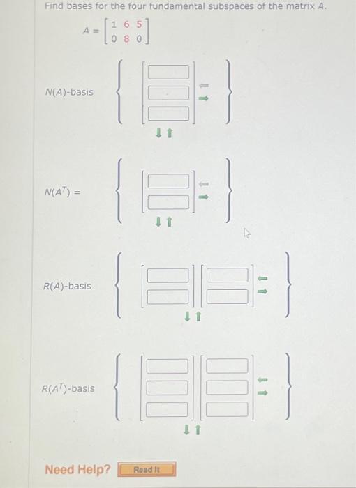 Solved Find Bases For The Four Fundamental Subspaces Of The | Chegg.com