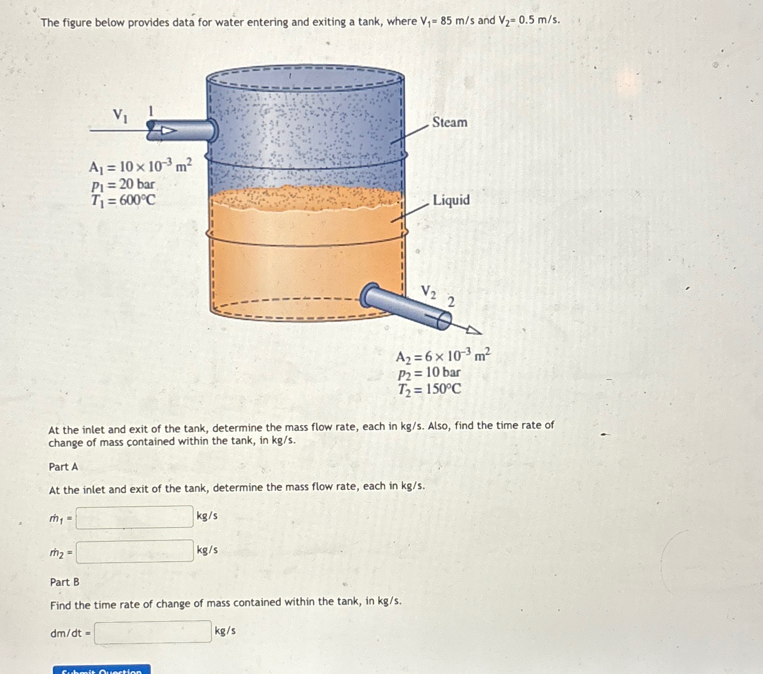 Solved The figure below provides data for water entering and | Chegg.com