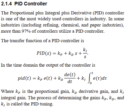 2.1.4 ﻿PID ControllerThe Proportional plus Integral | Chegg.com