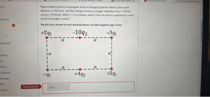 Solved Figure below shows a rectangular array of charged | Chegg.com