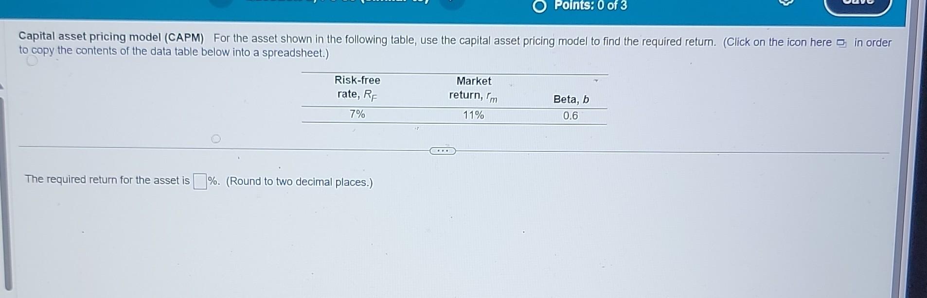 Solved Capital Asset Pricing Model Capm For The Asset Chegg Solved Capital Asset Pricing Model Capm For The Asset Chegg