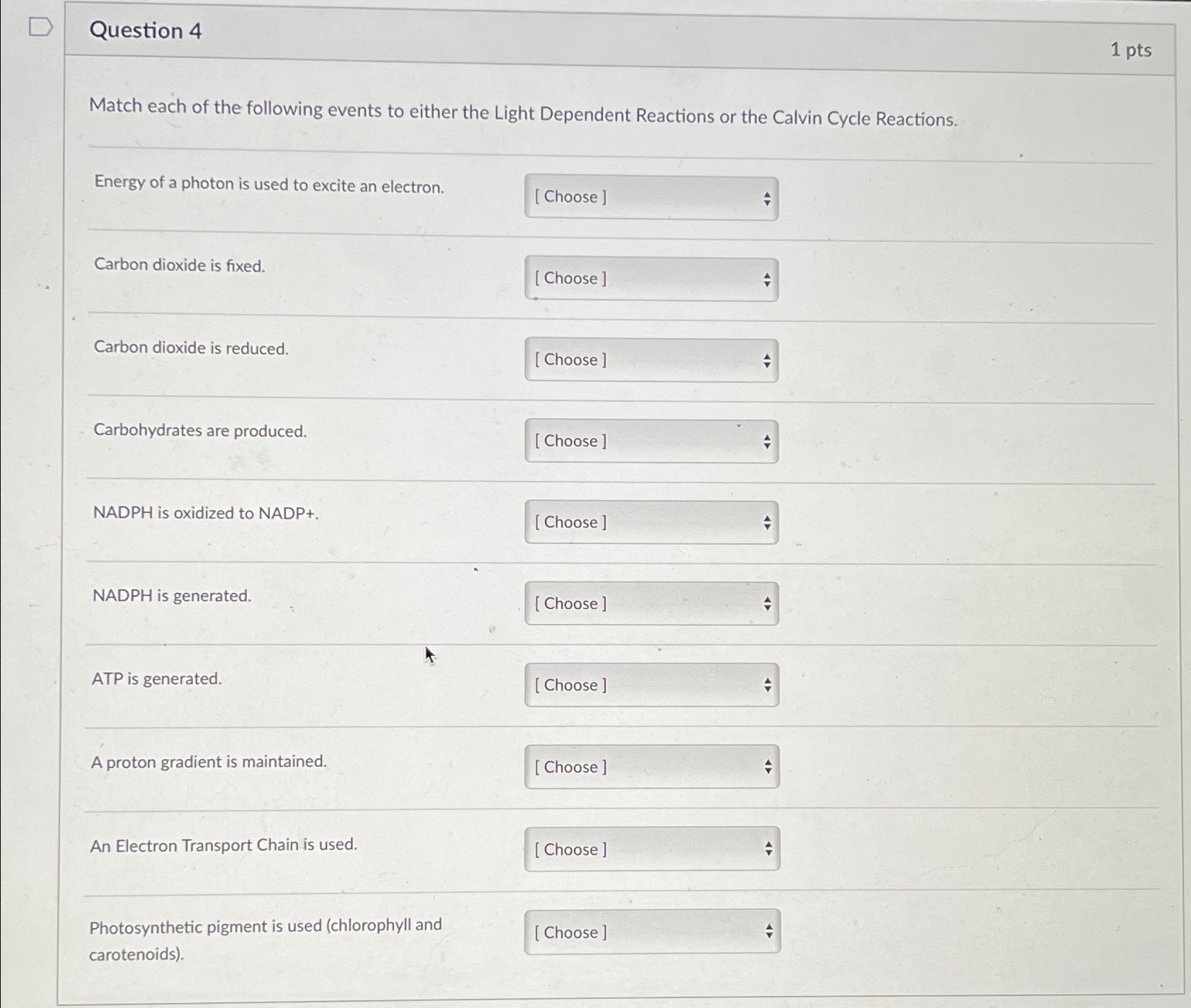 Solved Question 41ptsMatch each of the following events to | Chegg.com