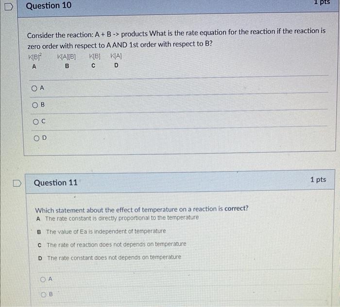 Solved Consider The Reaction: A+B→ Products What Is The Rate | Chegg.com