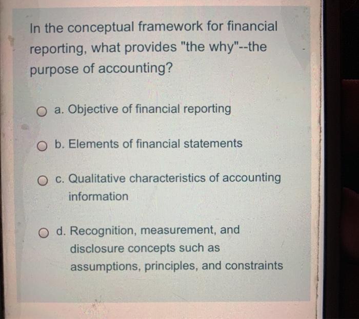 Solved In The Conceptual Framework For Financial Reportin Chegg Com