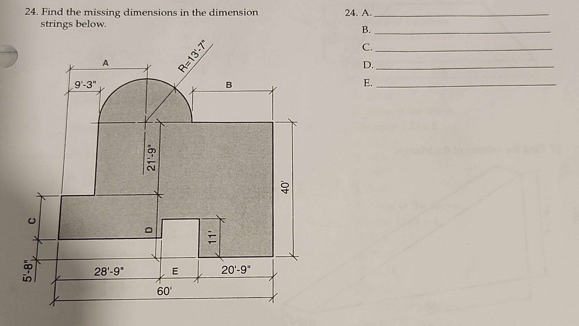 Solved 24 Find The Missing Dimensions In The Dimension Chegg Solved 24 Find The Missing Dimensions In The Dimension Chegg