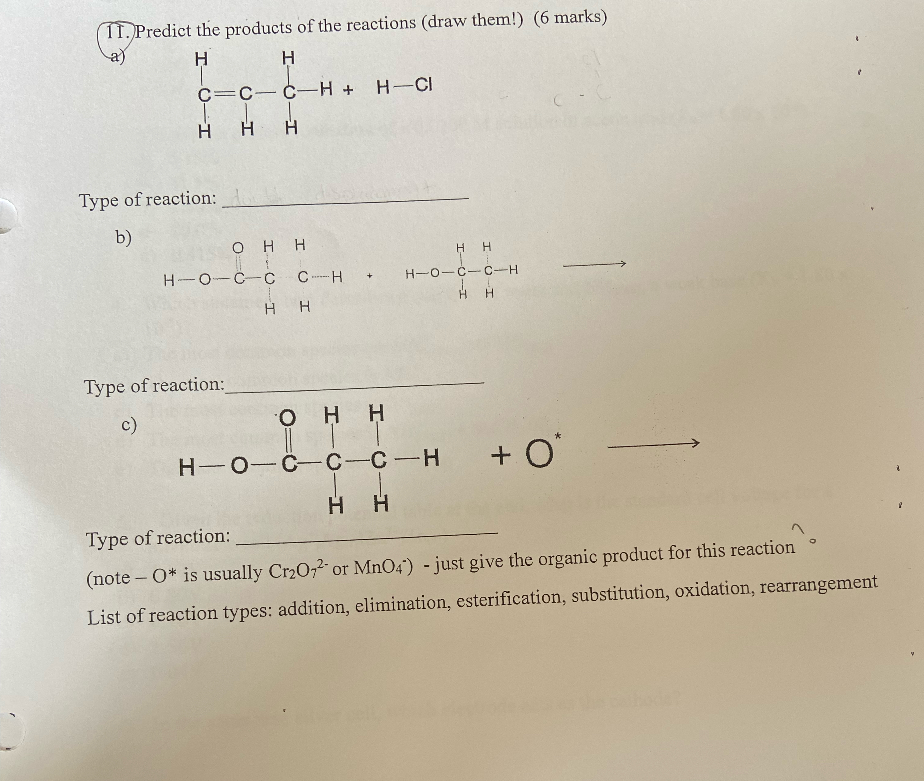 Solved Predict the products of the reactions (draw them!) (6 | Chegg.com