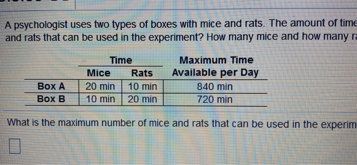 Solved a psychologist uses two types of boxes with mice and | Chegg.com