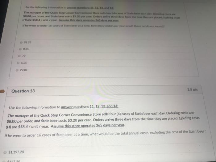 Solved Use the following information to the 12 13 14 The | Chegg.com
