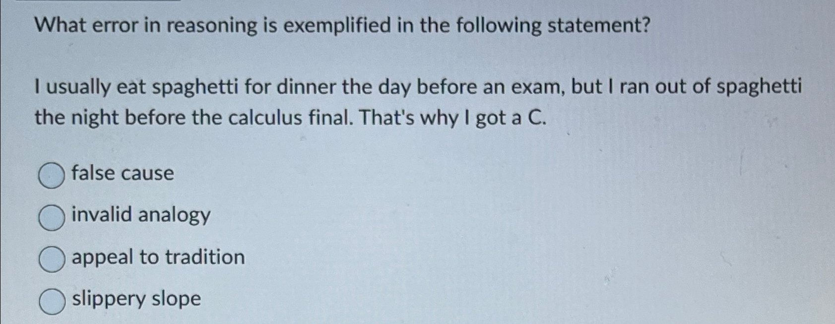 Solved What error in reasoning is exemplified in the | Chegg.com
