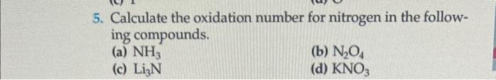 calculate the oxidation number of the following n in hno3