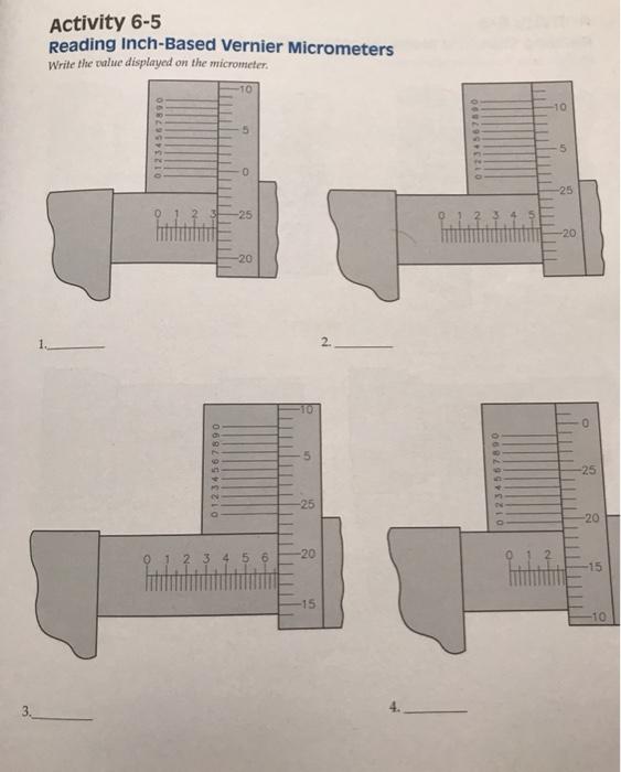 Solved Activity 65 Reading InchBased Vernier Micrometers