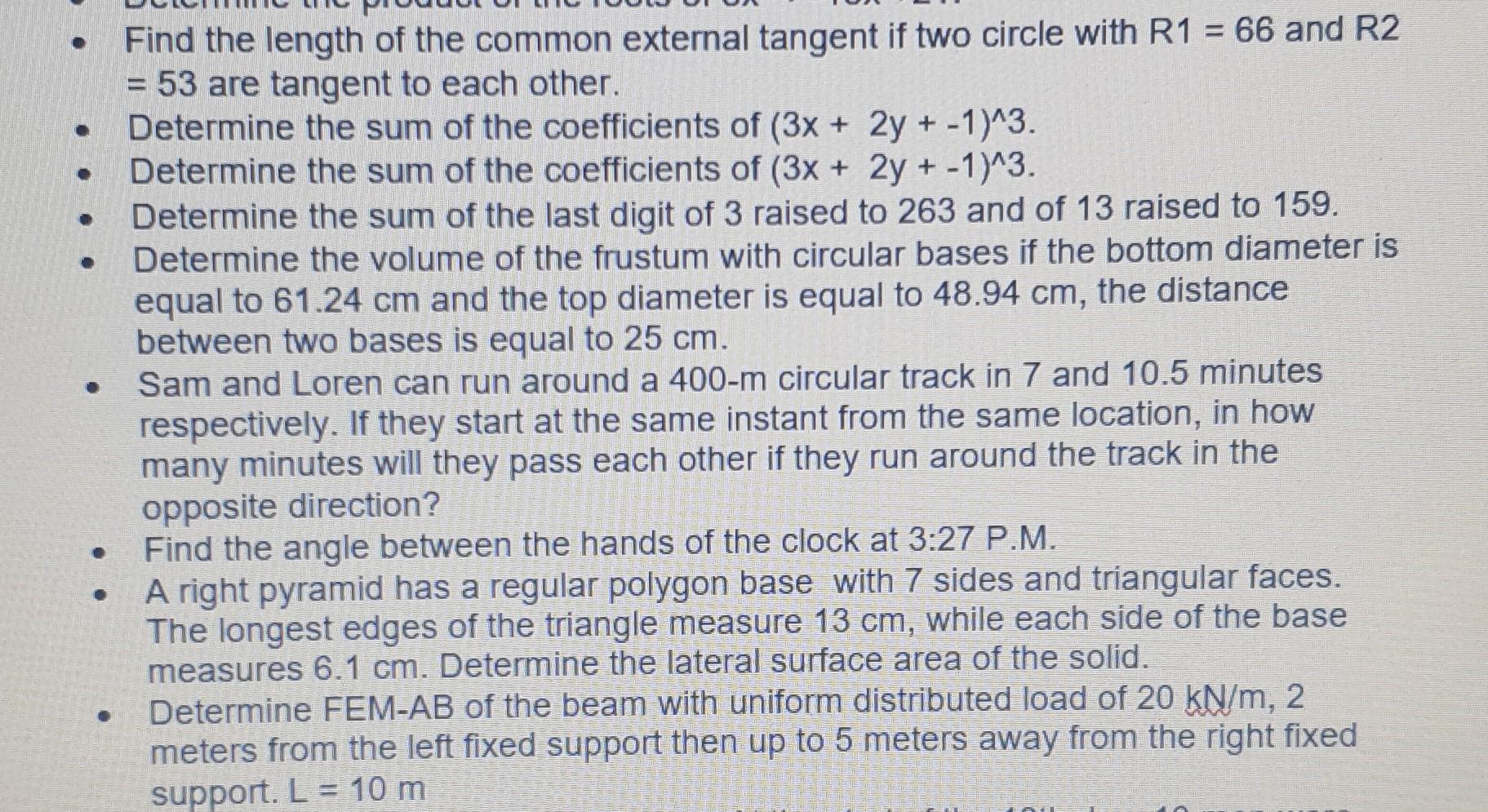Solved Find the length of the common external tangent if | Chegg.com