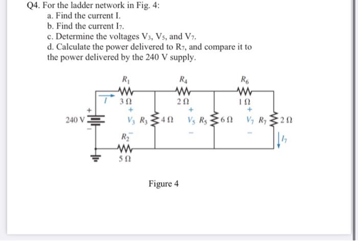 Solved Q4. For the ladder network in Fig. 4: a. Find the | Chegg.com