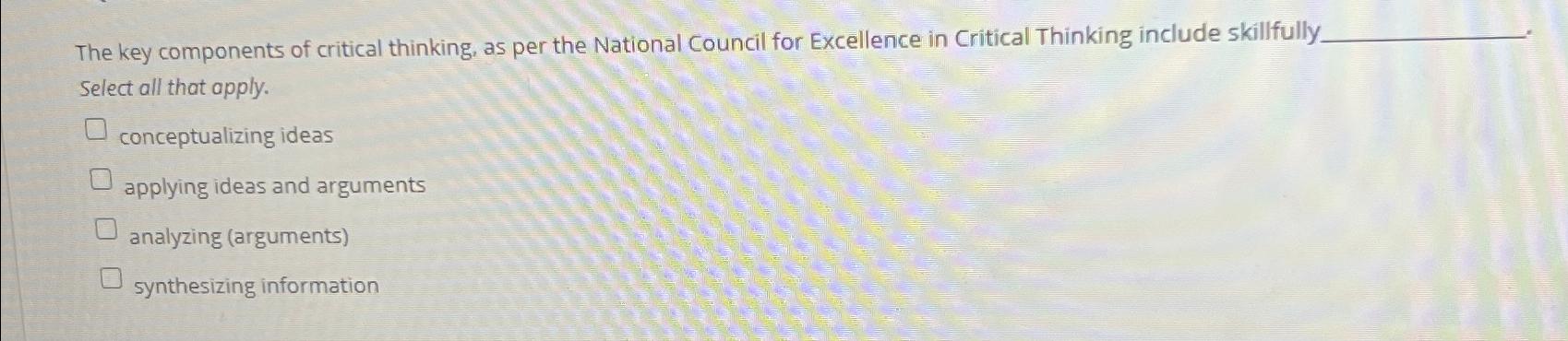 national council of excellence in critical thinking