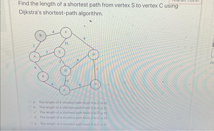 Find the length of a shortest path from vertex S to | Chegg.com