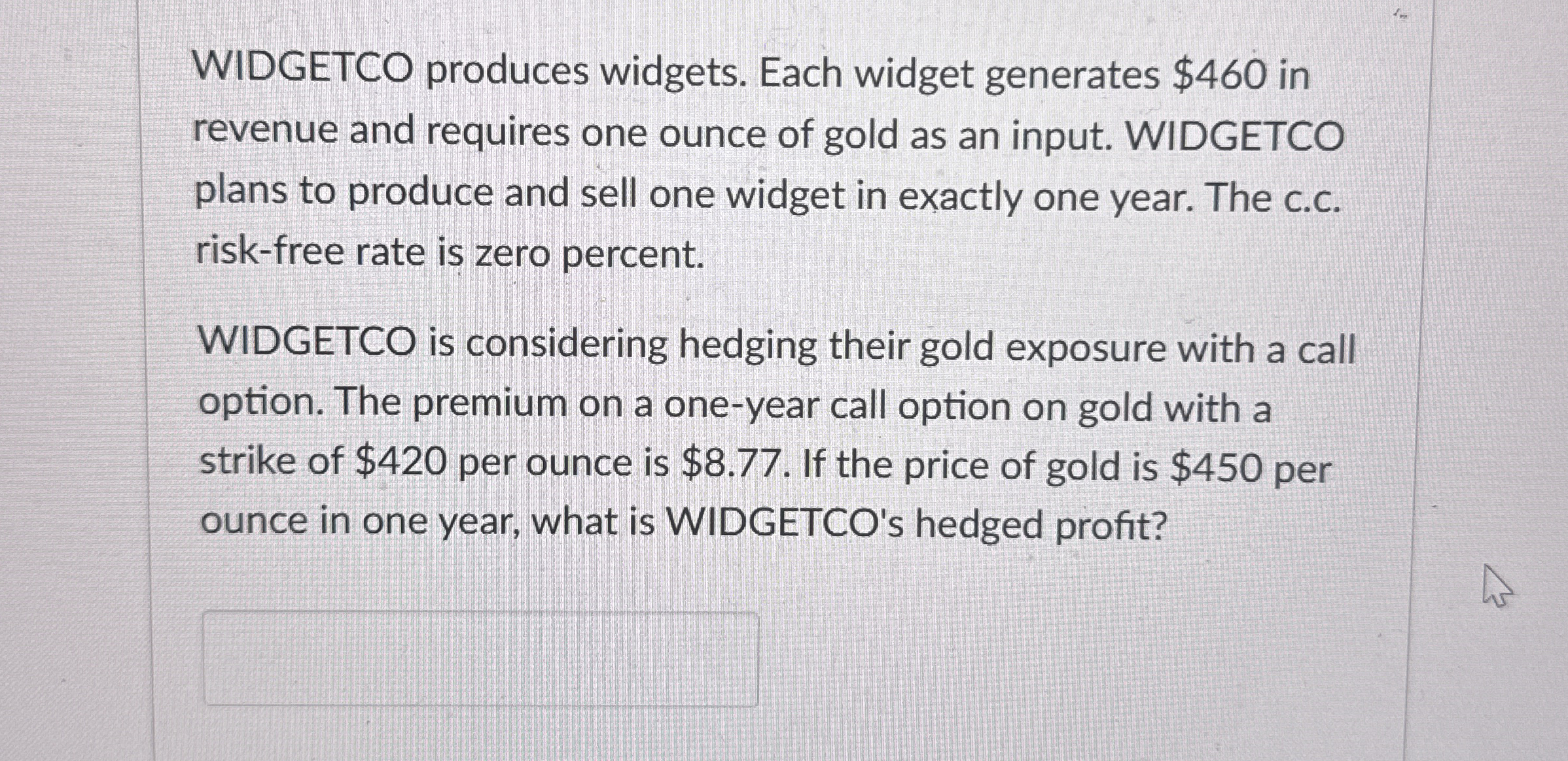 Solved WIDGETCO produces widgets. Each widget generates $460 | Chegg.com