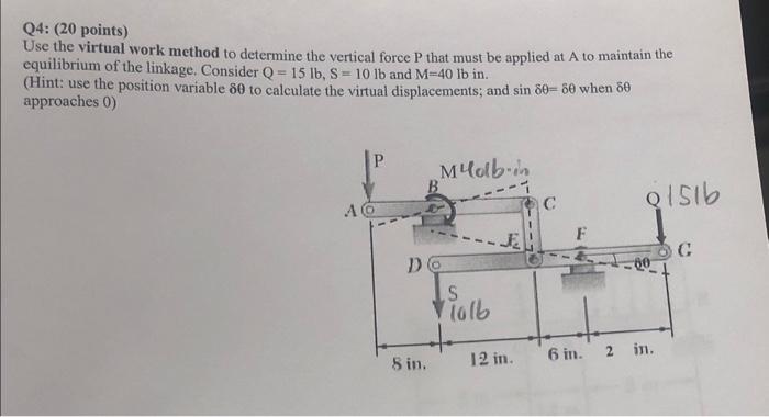 Solved Q4: (20 points) Use the virtual work method to | Chegg.com
