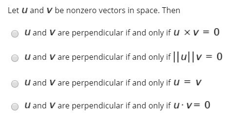 Solved Let U And V Be Nonzero Vectors In Space. Then O U And | Chegg.com