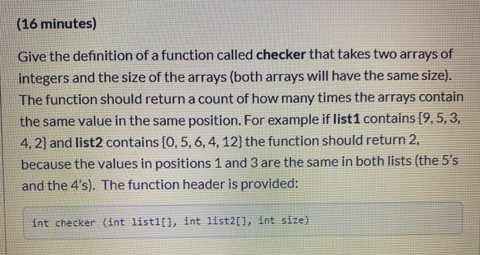Solved (16 minutes) Give the definition of a function called | Chegg.com